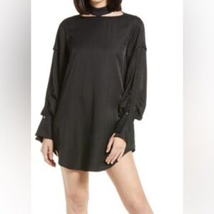 Amy Lynn Black Choker Mini Dress Balloon Sleeves Medium